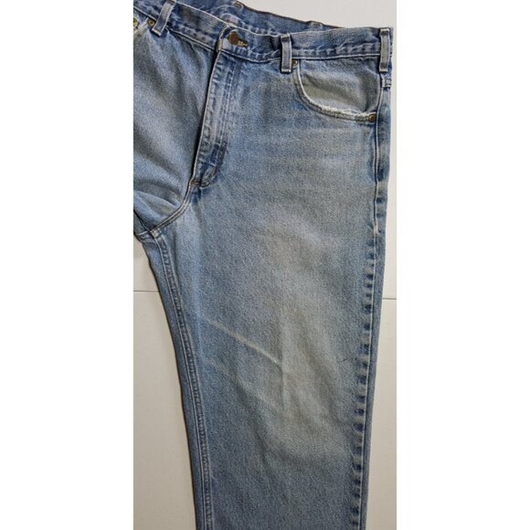 Carhartt B160 DST Relaxed Fit Blue Distressed Cotton Denim Work Jeans Men 38x30 - Picture 2 of 16